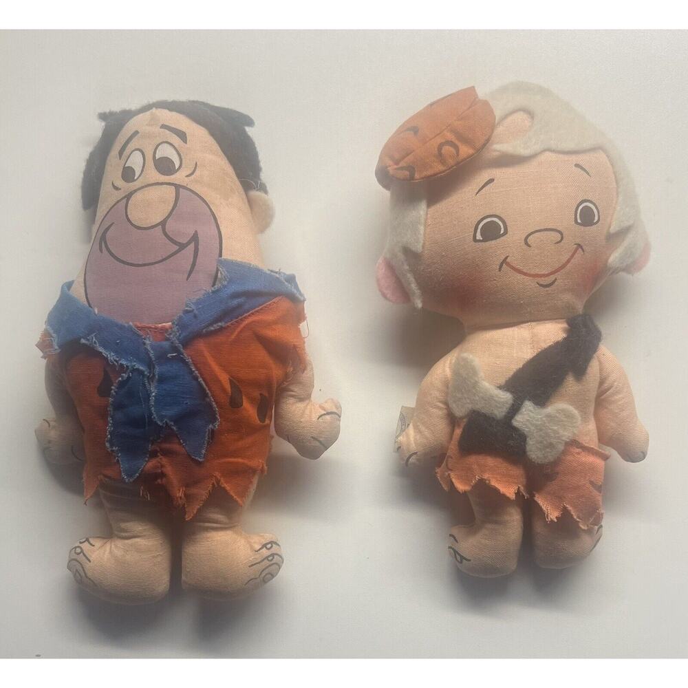 Vintage Fred And Bam Bam Flintstones Knickerbocker Plush Toy 7”